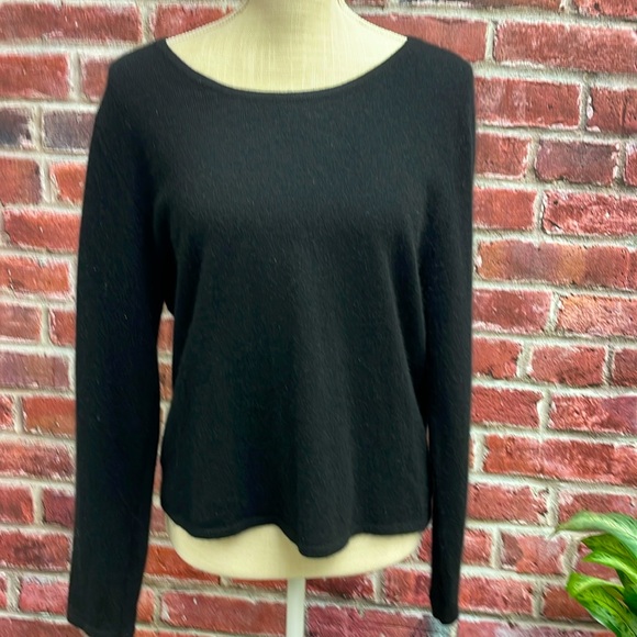 Samantha Taylor 100% Black Cashmere Sweater Lg - Picture 1 of 6